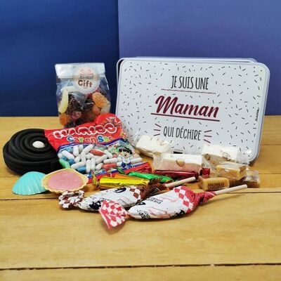 Coffret bonbons des années 60 "Je suis une maman qui déchire"  (Boîte en métal)   