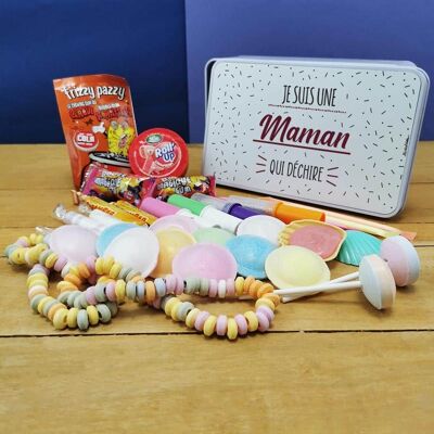 Coffret bonbons années 80  "Je suis une maman qui déchire"(Boîte en métal)  