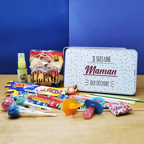 Coffret bonbons des années 90  "Je suis une maman qui déchire" (Boîte en métal)  