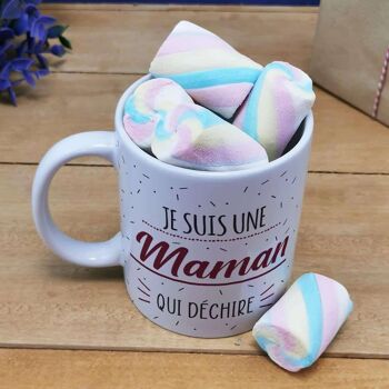 Mug "Je suis une maman qui déchire" et ses guimauves torsade x5 2