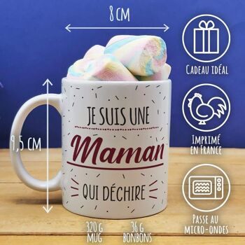 Mug "Je suis une maman qui déchire" et ses guimauves torsade x5 4