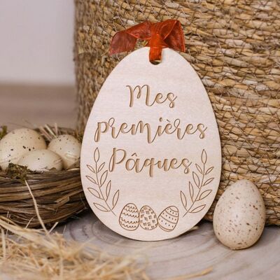 Décoration Bois Pâques "Mes Premières Pâques" - Oeuf De Pâques