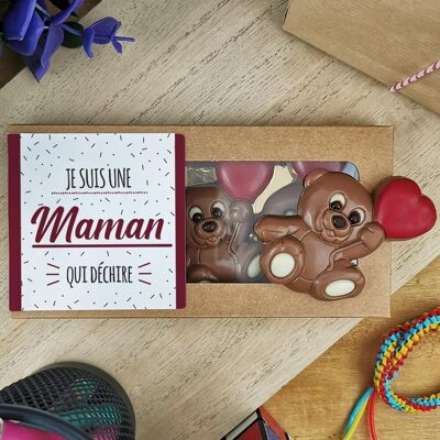 Milk chocolate teddy bears x3 "I'm a great mom" - Mom gift