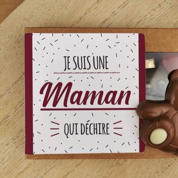 Oursons au chocolat au lait x3 "Je suis une maman qui déchire"  - Cadeau maman 4