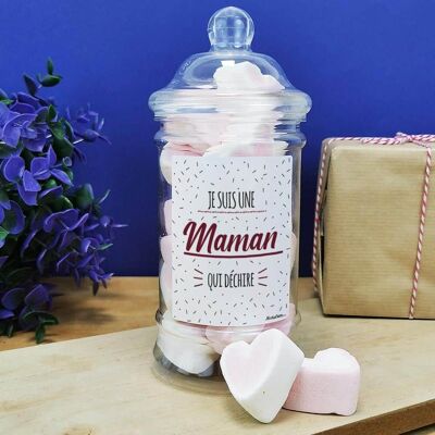 Scatola di caramelle cuore marshmallow "Sono una mamma che spacca"