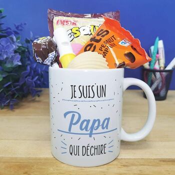 Mug  "Je suis un papa qui déchire" et ses bonbons des années 70 1