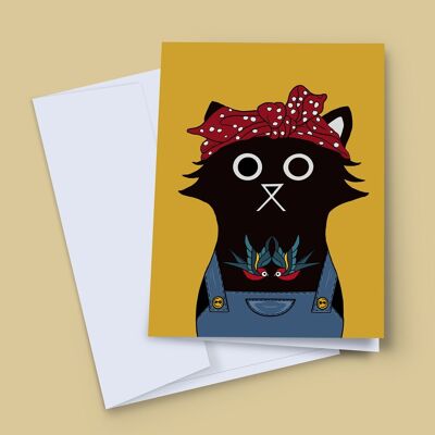Rockabilly Cat Card
