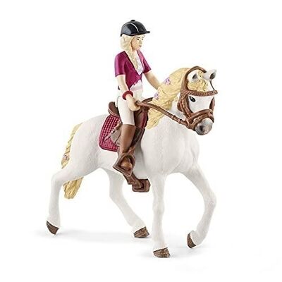Schleich - Horse Club Sofia & Blossom figurines: 15.5 x 5 x 18 cm - Horse Club Universe - Contains: 1 little girl, 1 horse, 1 bomb, 1 saddle, 1 bridle with reins, 1 bracelet - Ref: 42540
