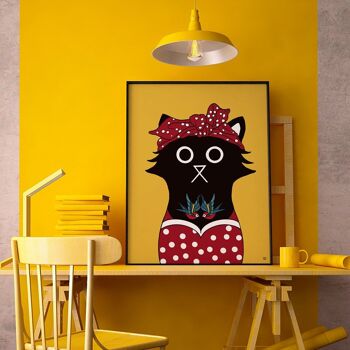 Rockabilly Robe Chat Wall Art Print A4 et A3 2