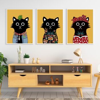 Rockabilly Robe Chat Wall Art Print A4 et A3 4