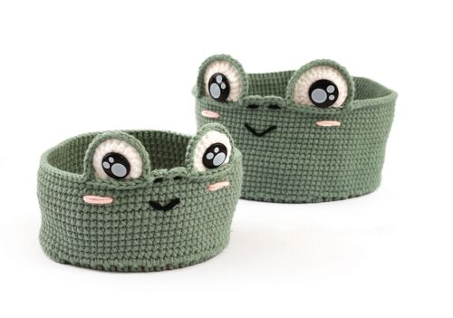 KIT 2 CORBEILLES DIY EN CROCHET GRENOUILLE