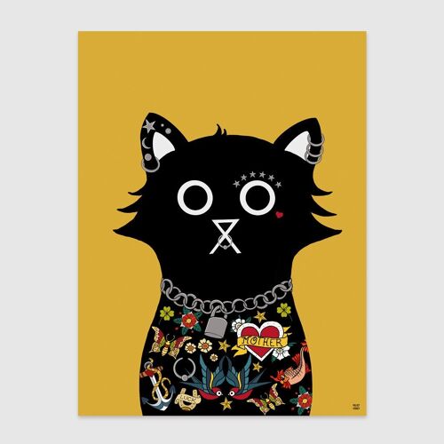 Sid Cat Wall Art Print A4 and A3