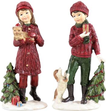 FIGURINES NOËL ENFANTS ENSEMBLE 2 PIÈCES (HOFF2004)