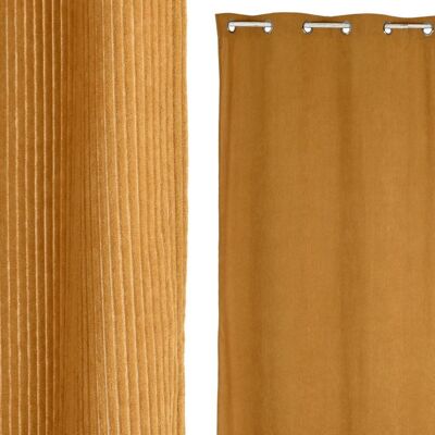 RIDEAU POLYESTER 140X260X260 VELOURS CÔTELÉ ÉPAIS MOUTARDE TX210398