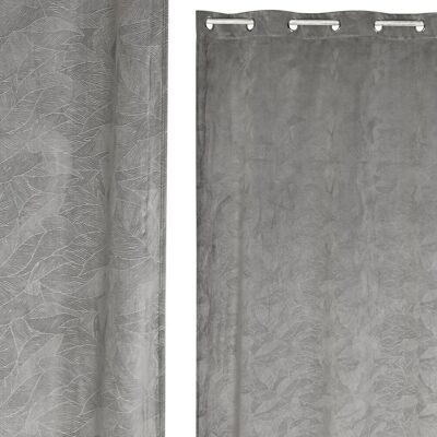 RIDEAU POLYESTER 140X260 8 ANNEAUX GRIS CLAIR TX213421