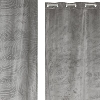 RIDEAU POLYESTER 140X260 8 ANNEAUX GRIS CLAIR TX213430