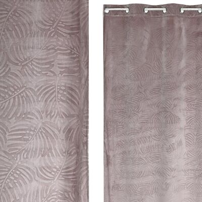 RIDEAU POLYESTER 140X280 8 ANNEAUX ROSE PÂLE TX213427