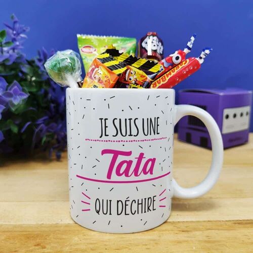 Mug bonbon années 90 "Je suis une tata qui déchire"  