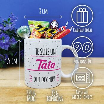 Mug bonbon années 90 "Je suis une tata qui déchire"   3