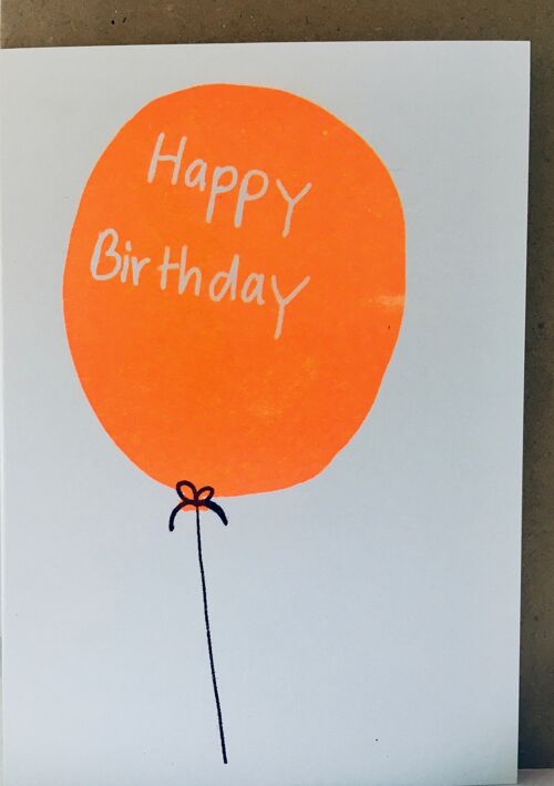 Karte Happy Birthday Orangener Ballon