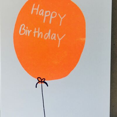 Tarjeta feliz cumpleaños globo naranja