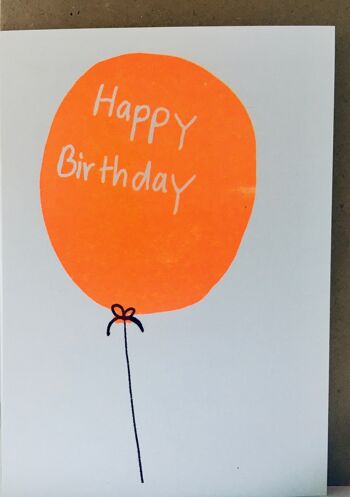 Carte Joyeux anniversaire ballon orange