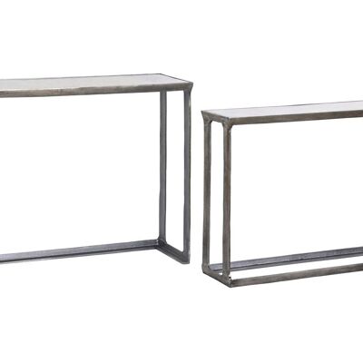 CONSOLE SET 2 ALUMINUM MARBLE 108X30X79 PATINATED MB208493