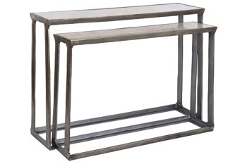 CONSOLE SET 2 ALUMINIUM MARBRE 108X30X79 PATINÉ MB208493 5