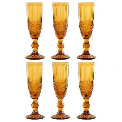CUP SET 6 CRYSTAL 7X7X20 150ML AMBER RELIEF PC211457