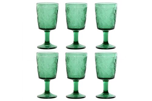 COPA SET 6 CRISTAL 8X8X15,5 285ML HOJAS RELIEVE PC211452