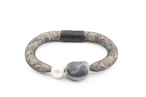Lanzarote Armband Perle/Kiesel schwarz