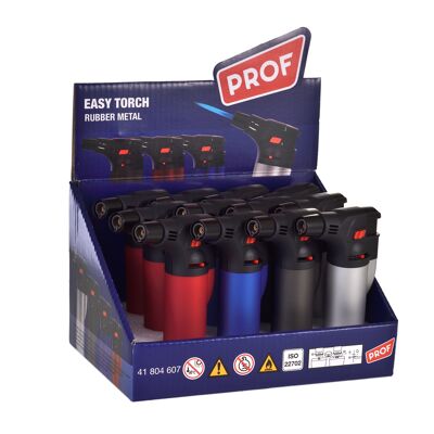 PROF – Display mit 12 farbigen Jetflammen-Feuerzeugen