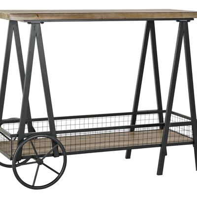 FIR METAL CONSOLE 100X45X81 NATURAL WHEELS MB180883