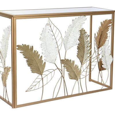 MIROIR METAL CONSOLE 108X37X80 FEUILLES DOREE MB202222