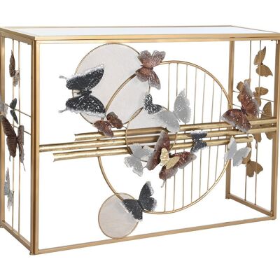 MIRROR METAL CONSOLE 108X37X80 GOLDEN BUTTERFLIES MB202224