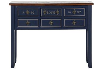 CONSOLE PAULOWNIA 103X35X80 10 BOITES, BLEU MARINE MB211346 3