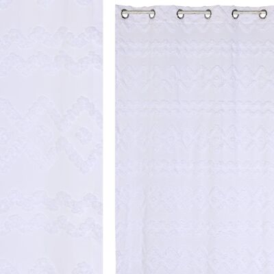 RIDEAU POLYESTER 140X260 8 ANNEAUX BLANC TX213579