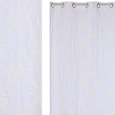 RIDEAU POLYESTER 140X260 8 ANNEAUX BLANC TX213584