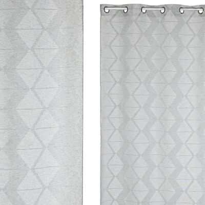 RIDEAU POLYESTER 140X260 8 ANNEAUX GRIS CLAIR TX213384