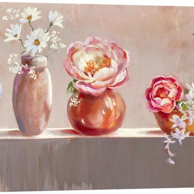 Shabby painting on canvas: Nel Whatmore, Flowers in pots