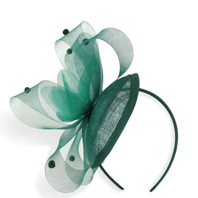 Disc Fascinator con turbinii e pon pon in verde