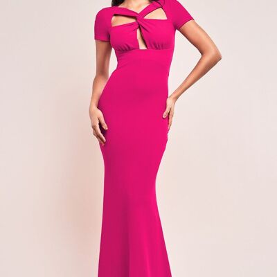 VESTIDO MAXI DE CREPÉ CON ABERTURAS Y CORTE DE BUCEO GODDIVA DR4374