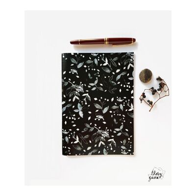 A5 NOTEBOOK BOTANICAL GRAPHIC BLACK AND WHITE WATERCOLOR