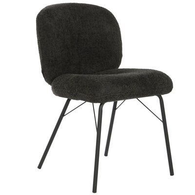 CHAISE MÉTAL POLYESTER 52X60X80 BOUCLE NOIR MB210779