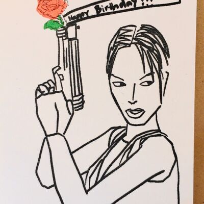Card Lara Croft Happy Birthday