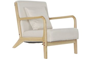 FAUTEUIL MDF POLYESTER 65X77X73 COUSSIN BEIGE MB198899 1