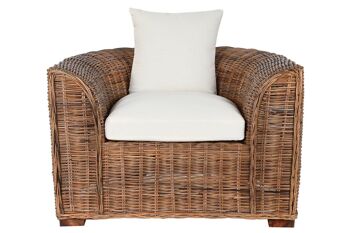 FAUTEUIL RATAN 100X78X68 AVEC COUSSINS COTON NATUREL MB210562 1