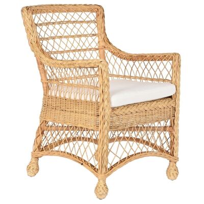 POLTRONA IN RATTAN 56X63X86 CON CUSCINO NATURALE MB207615