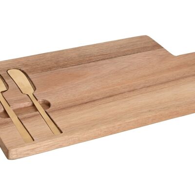 ENSEMBLE DE 3 PLANCHES À DÉCOUPER ACACIA INOX 38X20X1,5 FROMAGE PC212764