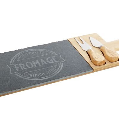 TAGLIERE SET 3 BAMBOO ARDESIA 40X14X2 FROMAGE PC185969